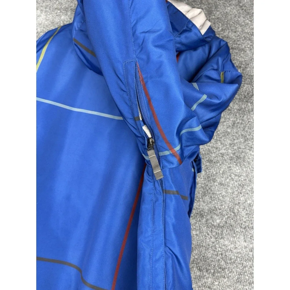 Y2K Helix Snowboard Jacket Mens M Blue Insulated Ski Cargo Hooded Snow Coat